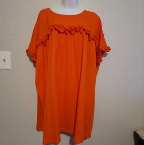 Brand New 3X Bright Orange Top with ruffles